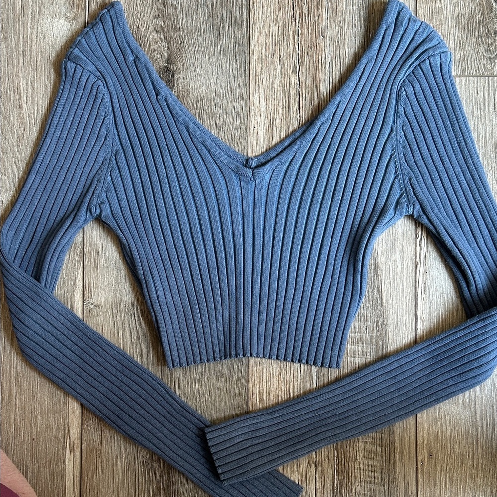 Fashion Nova Blue Ribbed Crop Top